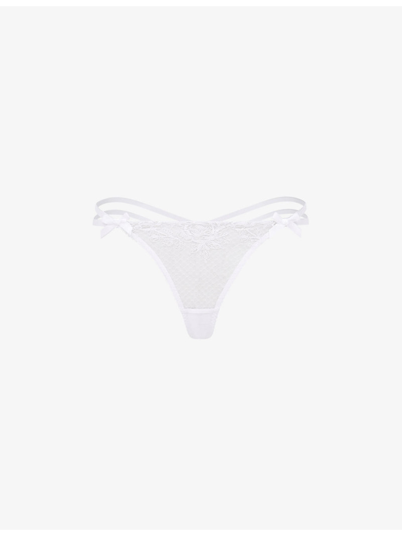 Rosia bow-embroidered mid-rise woven thong 1
