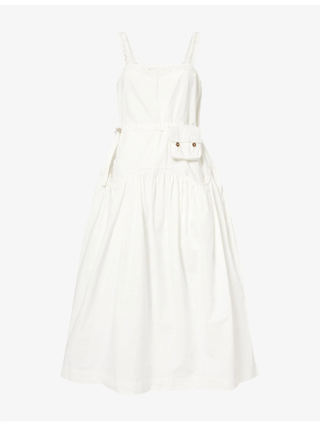 Campbell Lace-Insert Cotton Midi Dress - 1