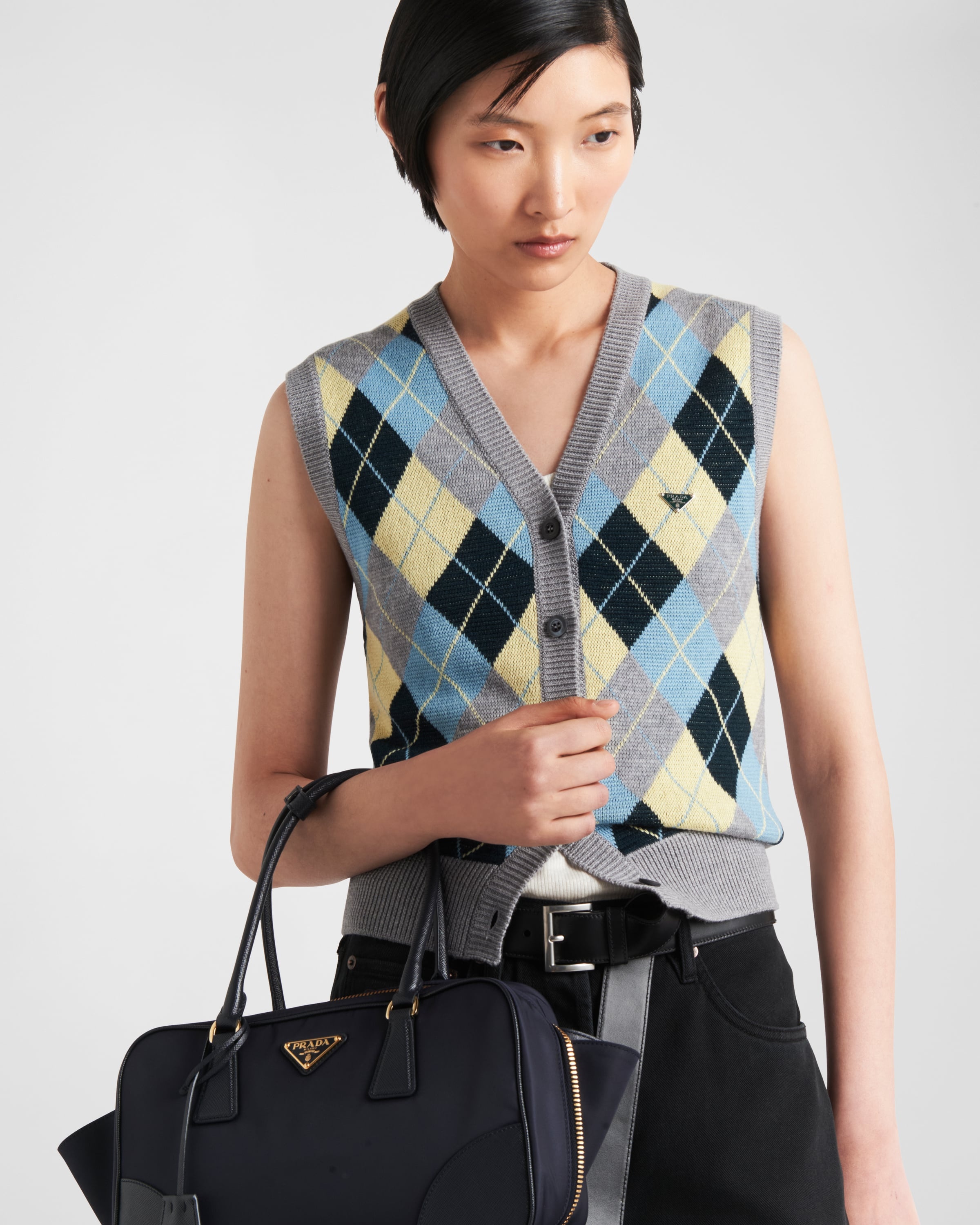 Wool vest with an Argyle pattern - 4