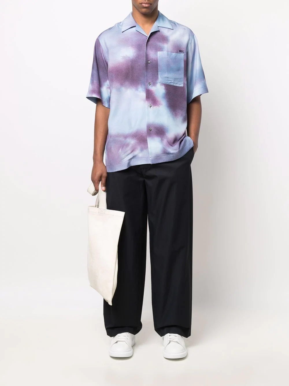 tie-dye print bowling shirt - 2