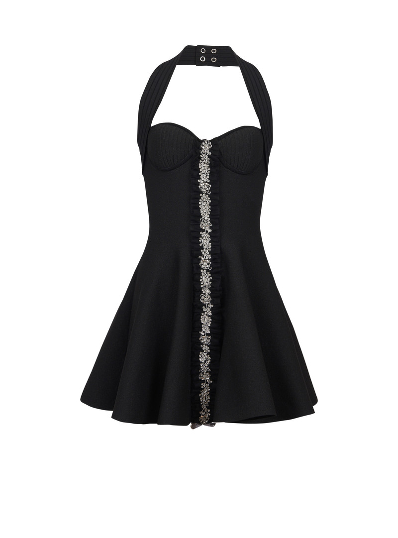 Balmain Flared halterneck knit dress - DF0R538799KEEAW | REVERSIBLE