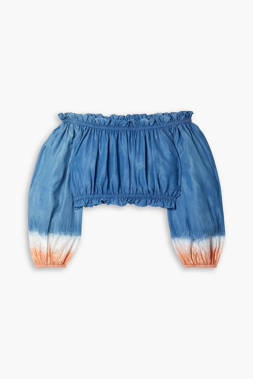 Shelby cropped gathered tie-dyed silk-crepe top - 1