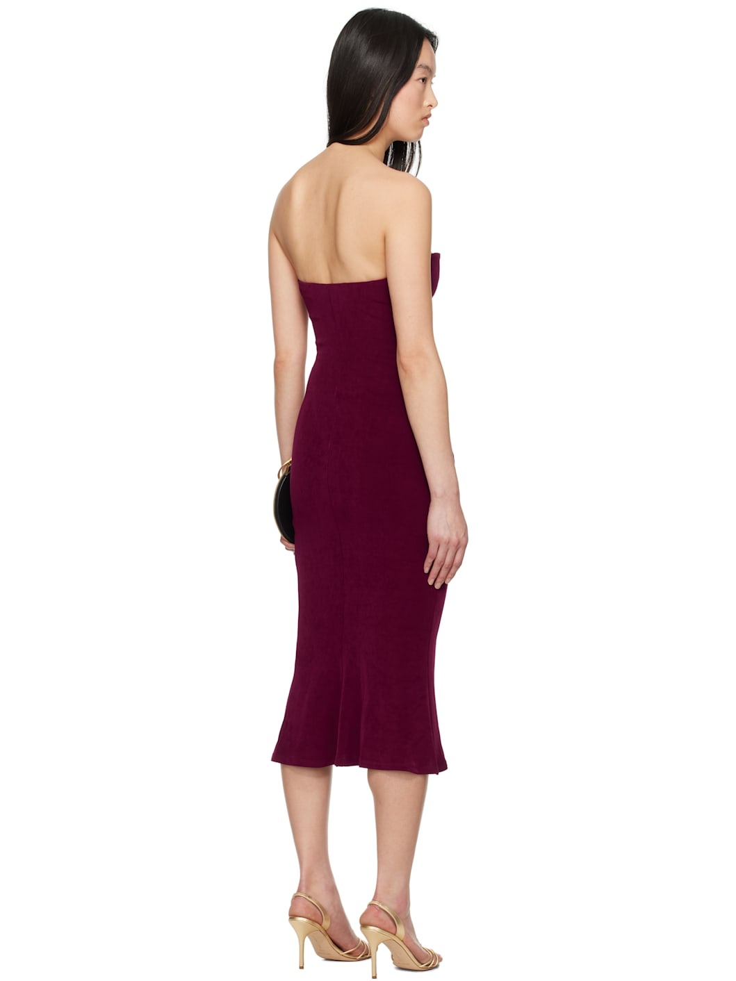 Burgundy Strapless Supermodel Midi Dress - 3