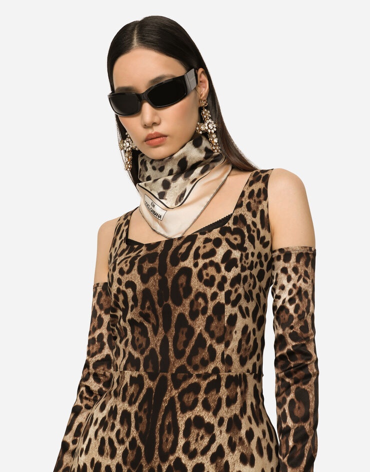 Leopard-print twill scarf (70 x 70) - 2