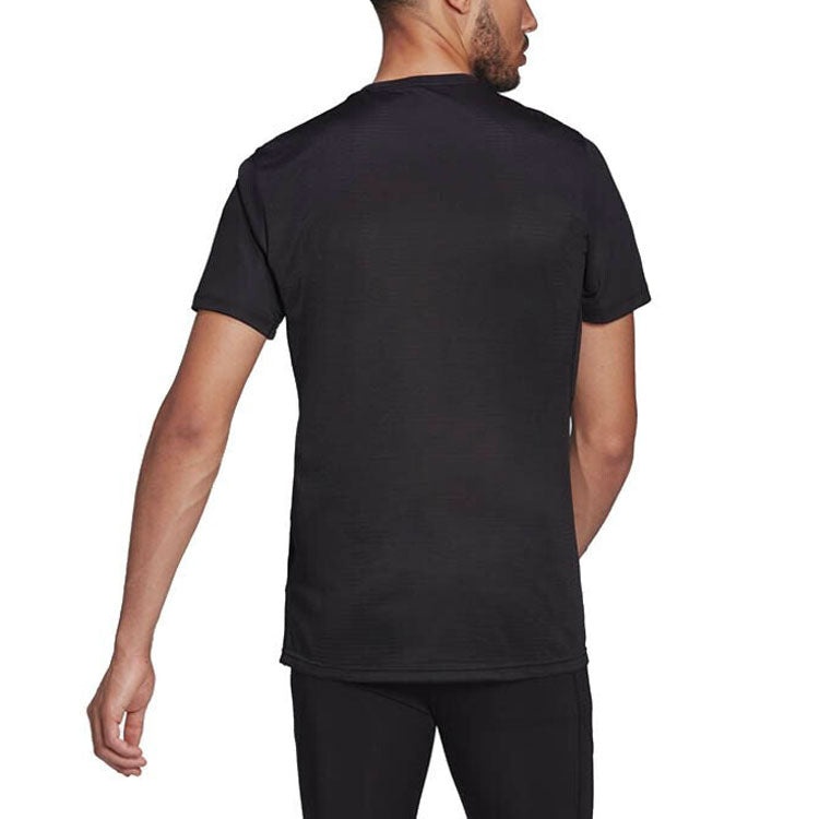 Men's adidas Solid Color Breathable Round Neck Pullover Short Sleeve Black T-Shirt H58591 - 3