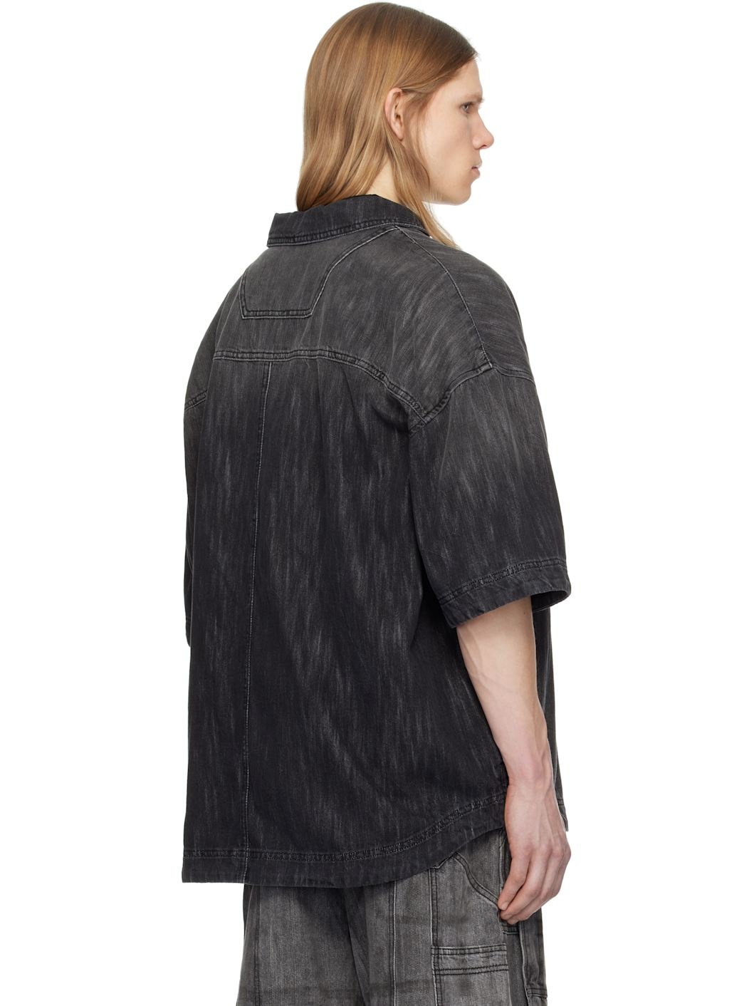 Juun. J Black Short Sleeve Denim Shirt - 3