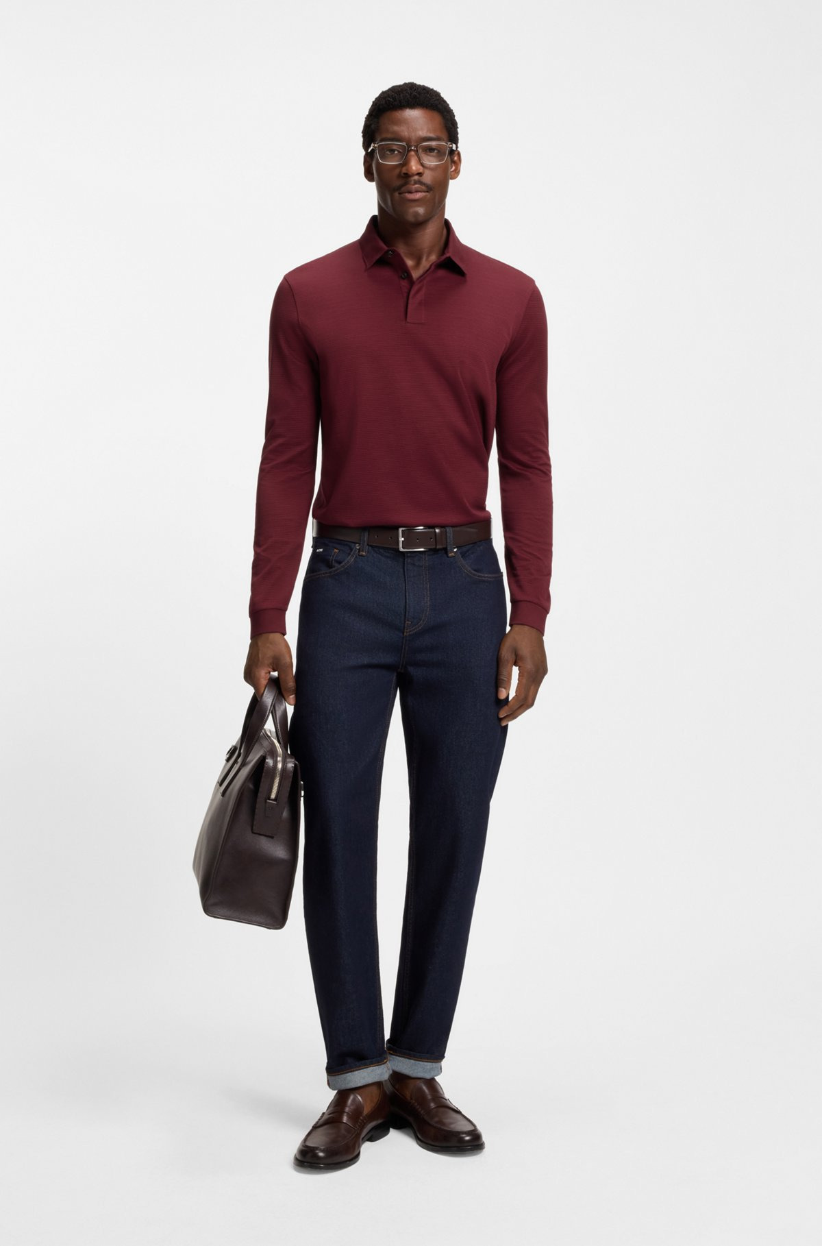 MERCERISED-COTTON POLO SHIRT WITH PLAIN COLLAR - 4