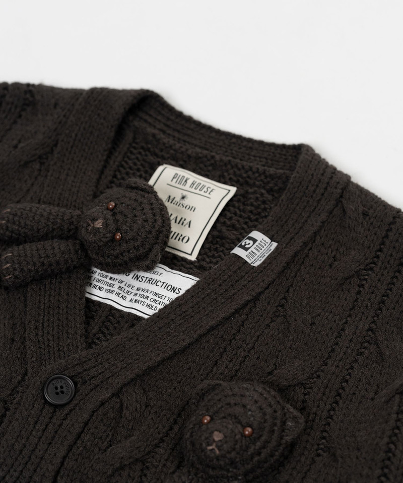 "PINK HOUSE x MMY" Bear Motif Knit Cardigan 20
