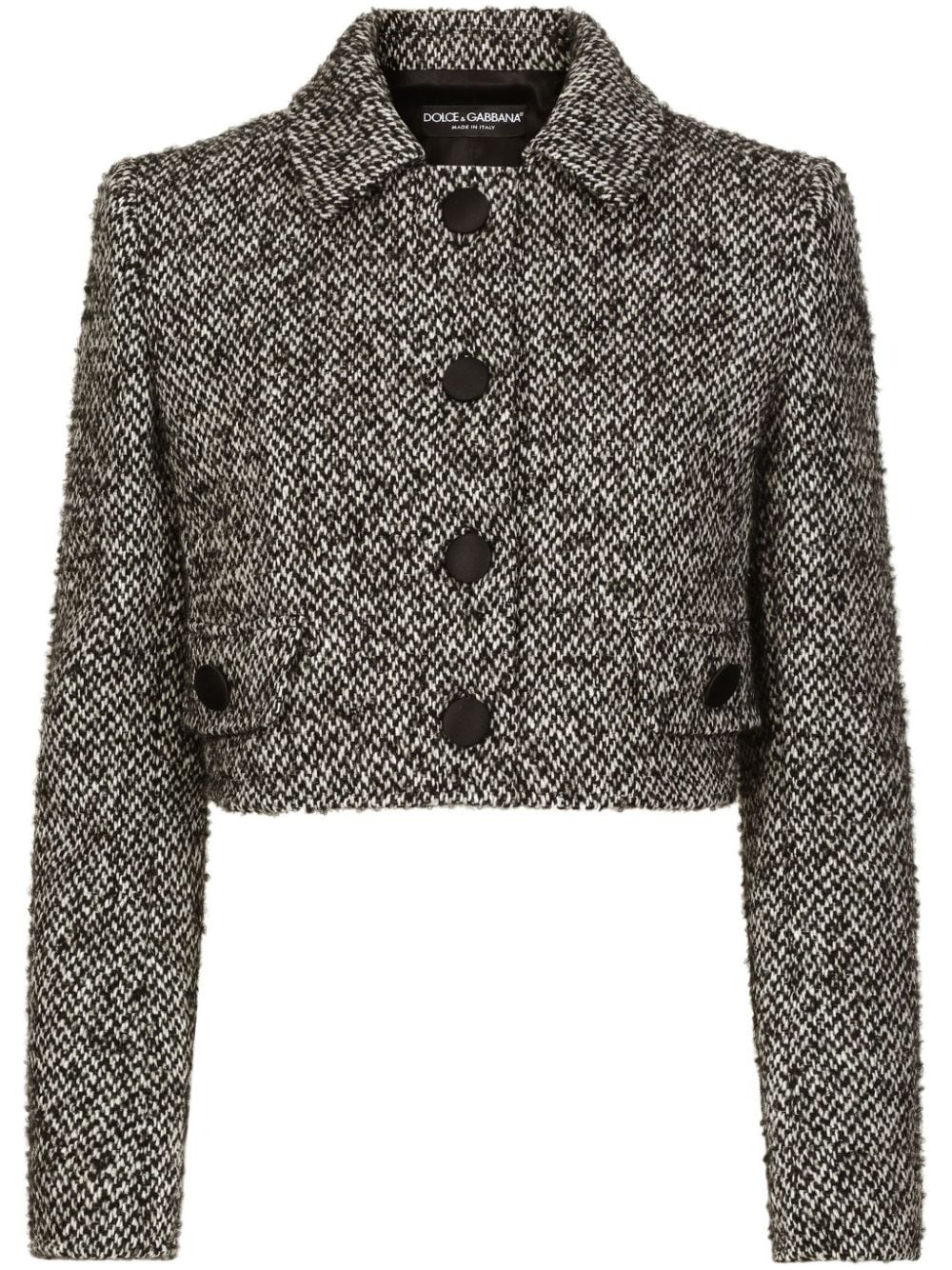tweed cropped jacket - 1
