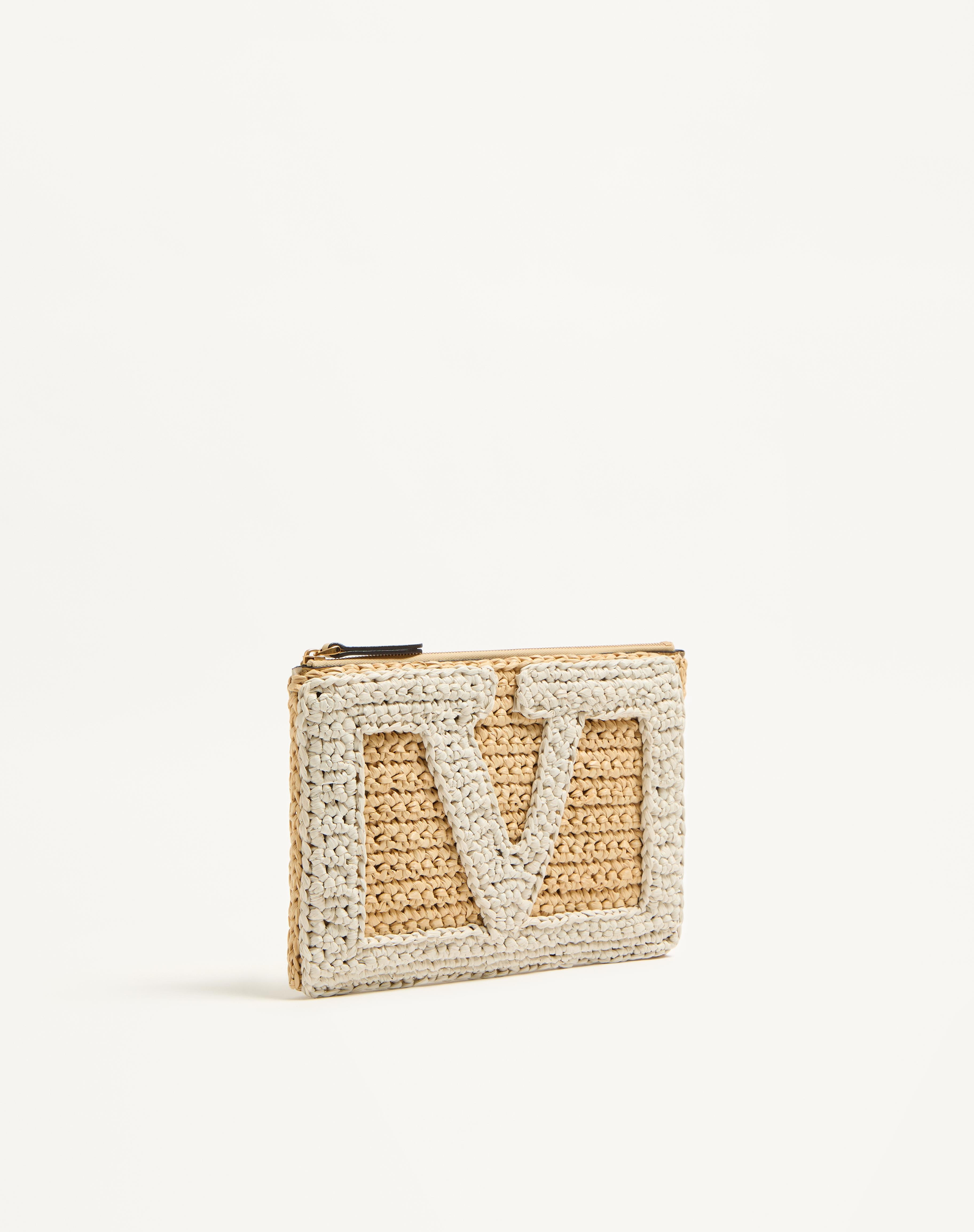 VALENTINO GARAVANI VIVA SUPERSTAR SYNTHETIC RAFFIA POUCH - 3