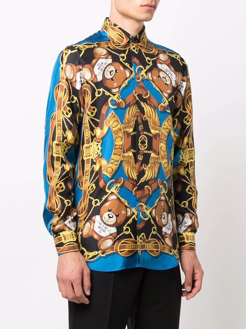 bear-motif silk shirt - 3