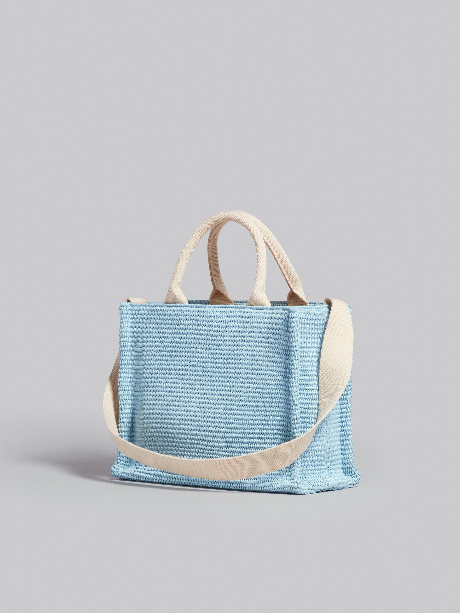 LIGHT BLUE RAFFIA SMALL TOTE BAG - 3