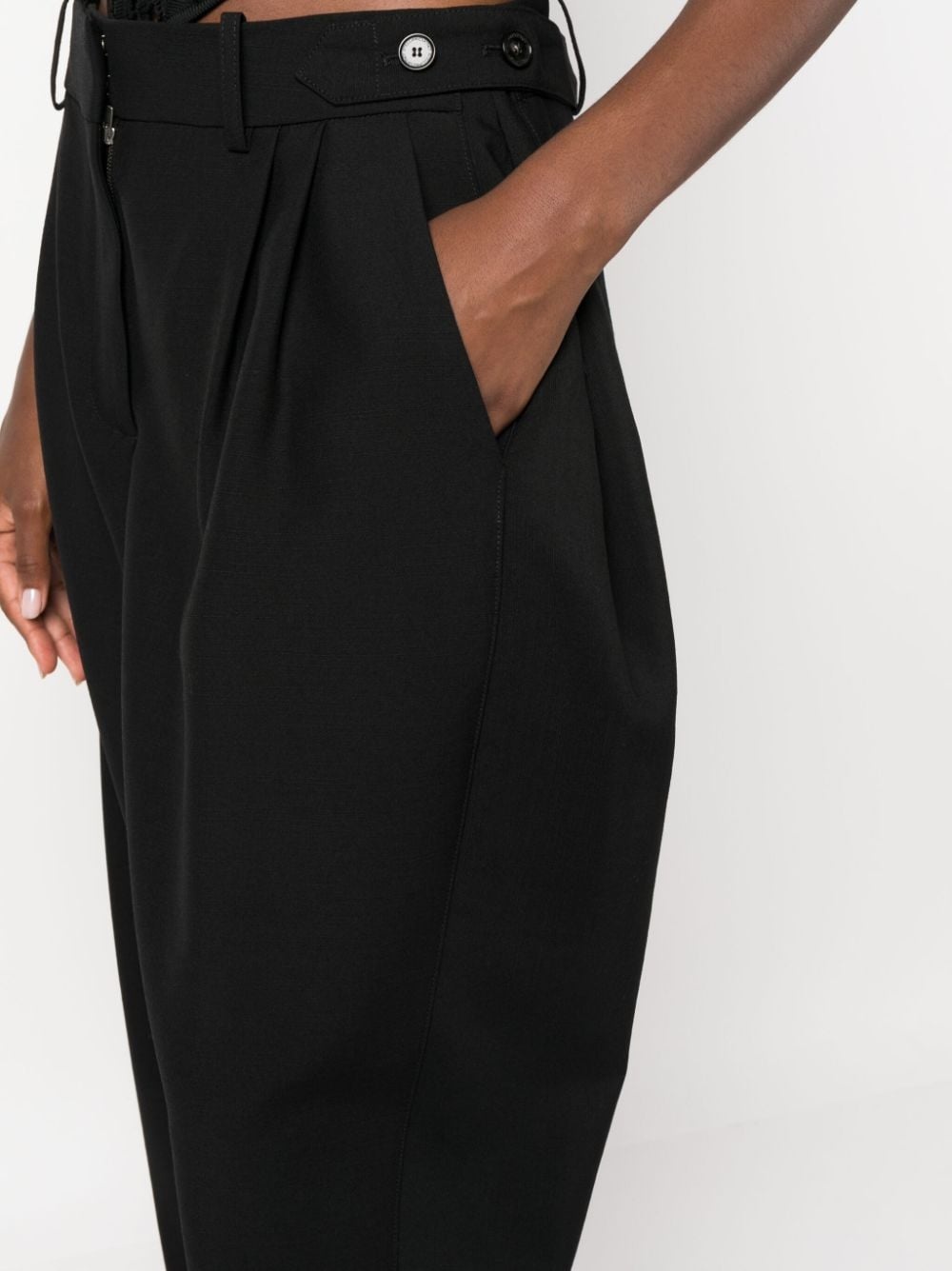 pleated wool wide-leg trousers - 5