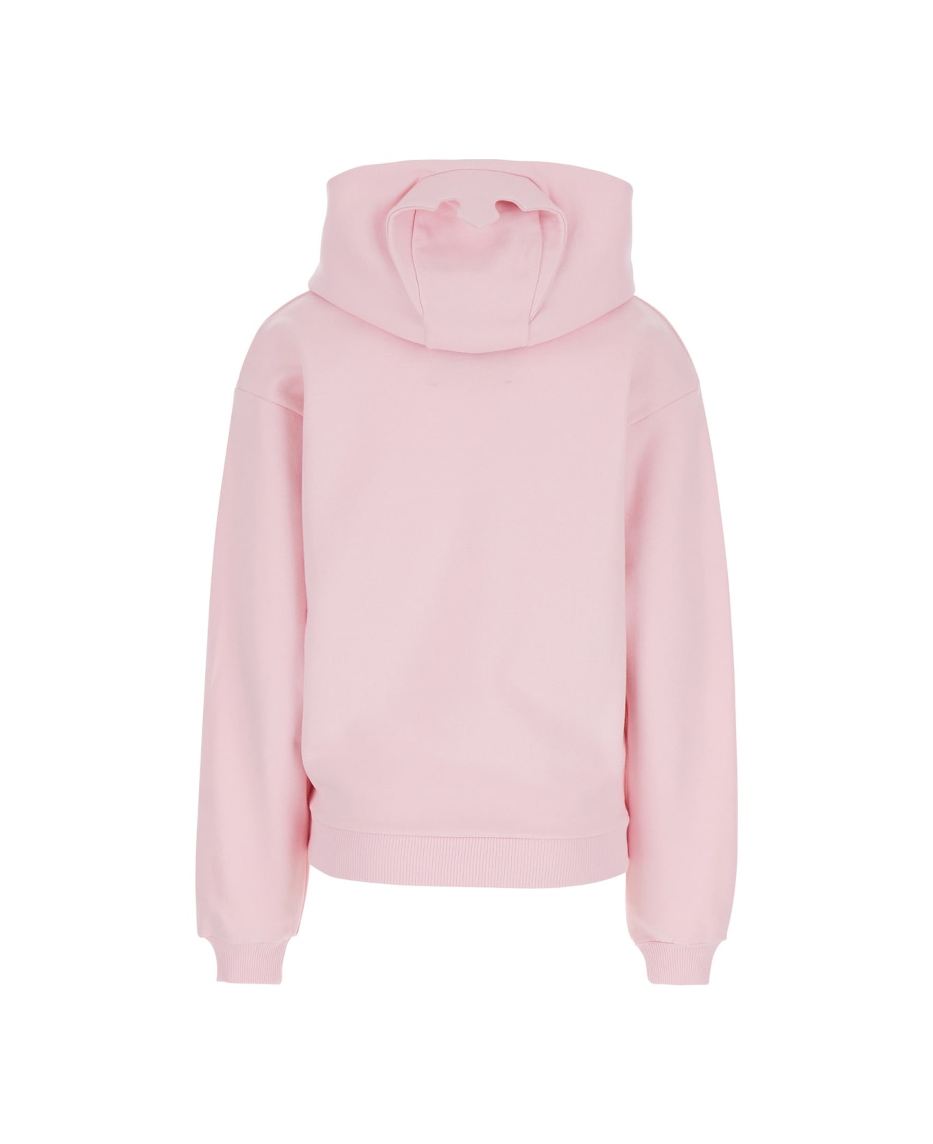 Pink Sweatshirt With Logo Lettering And Front Kangaroo Pocket In Cotton Woman - 2