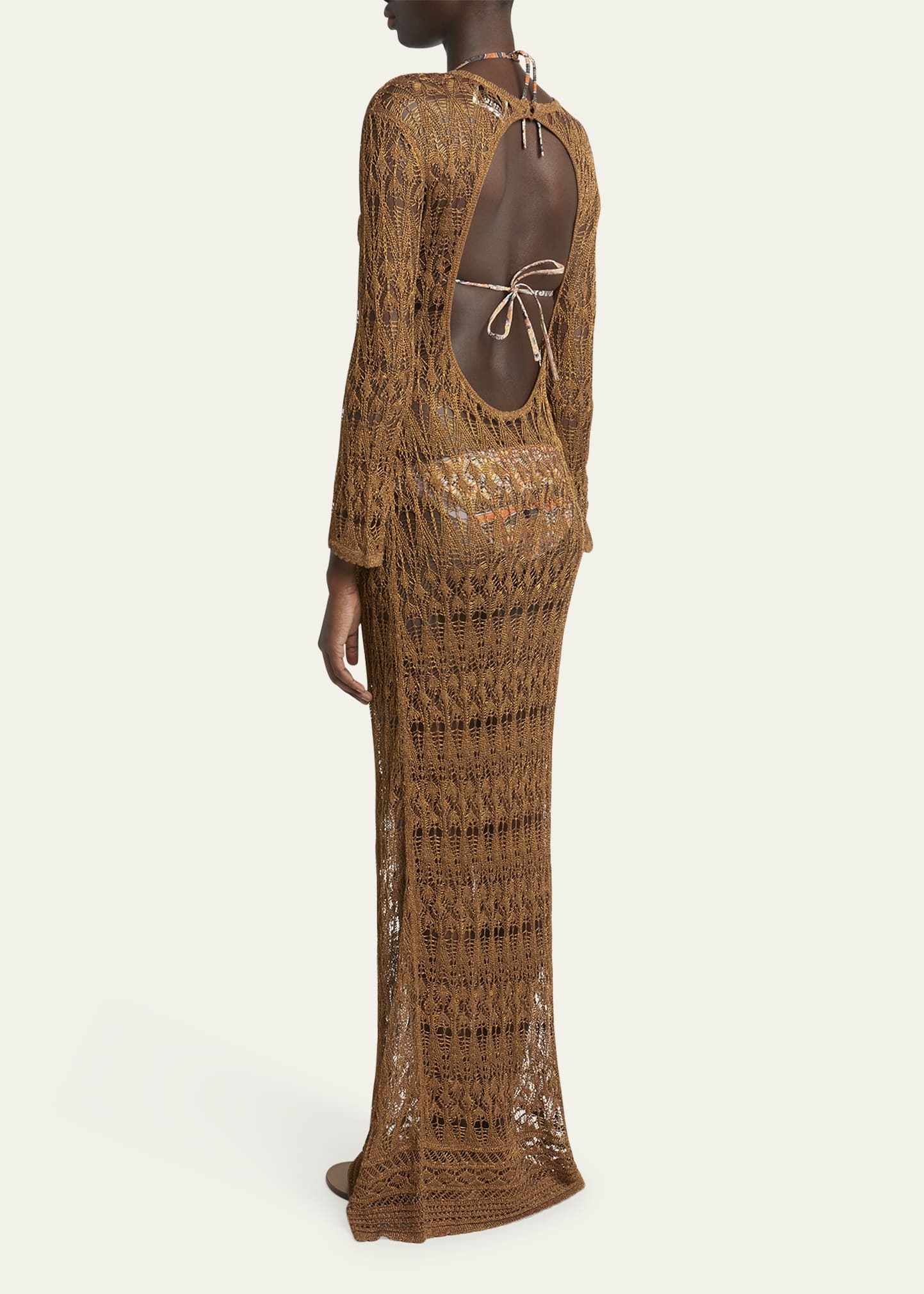 Paloma Long Crochet Backless Dress - 3