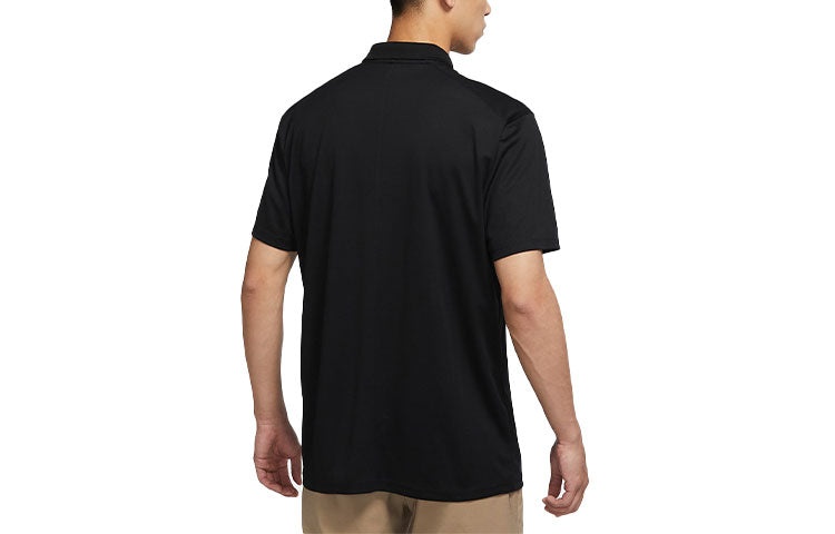 Nike Dri-FIT Victory Solid Color Logo Printing Quick Dry Breathable Short Sleeve Polo Shirt Black DH - 2