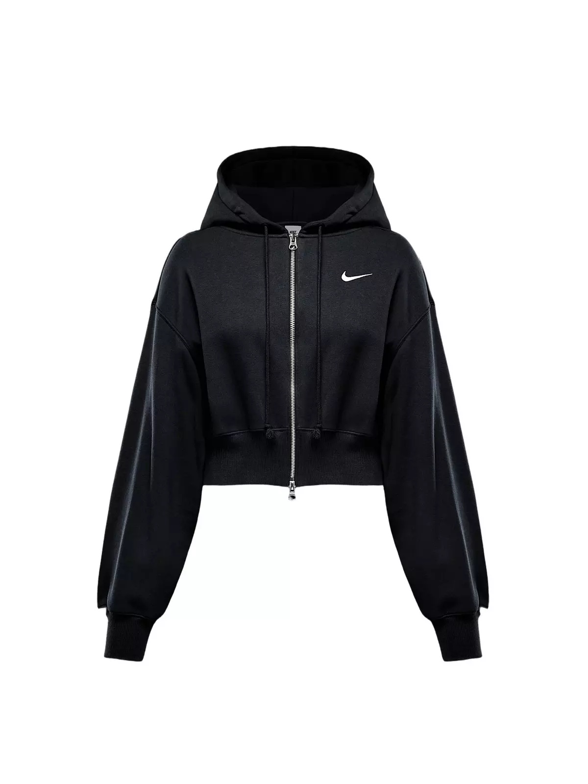 Women's Sportswear Phoenix Fleece Loose Cropped Full-Zip Hooded Jacket - Black - 6
