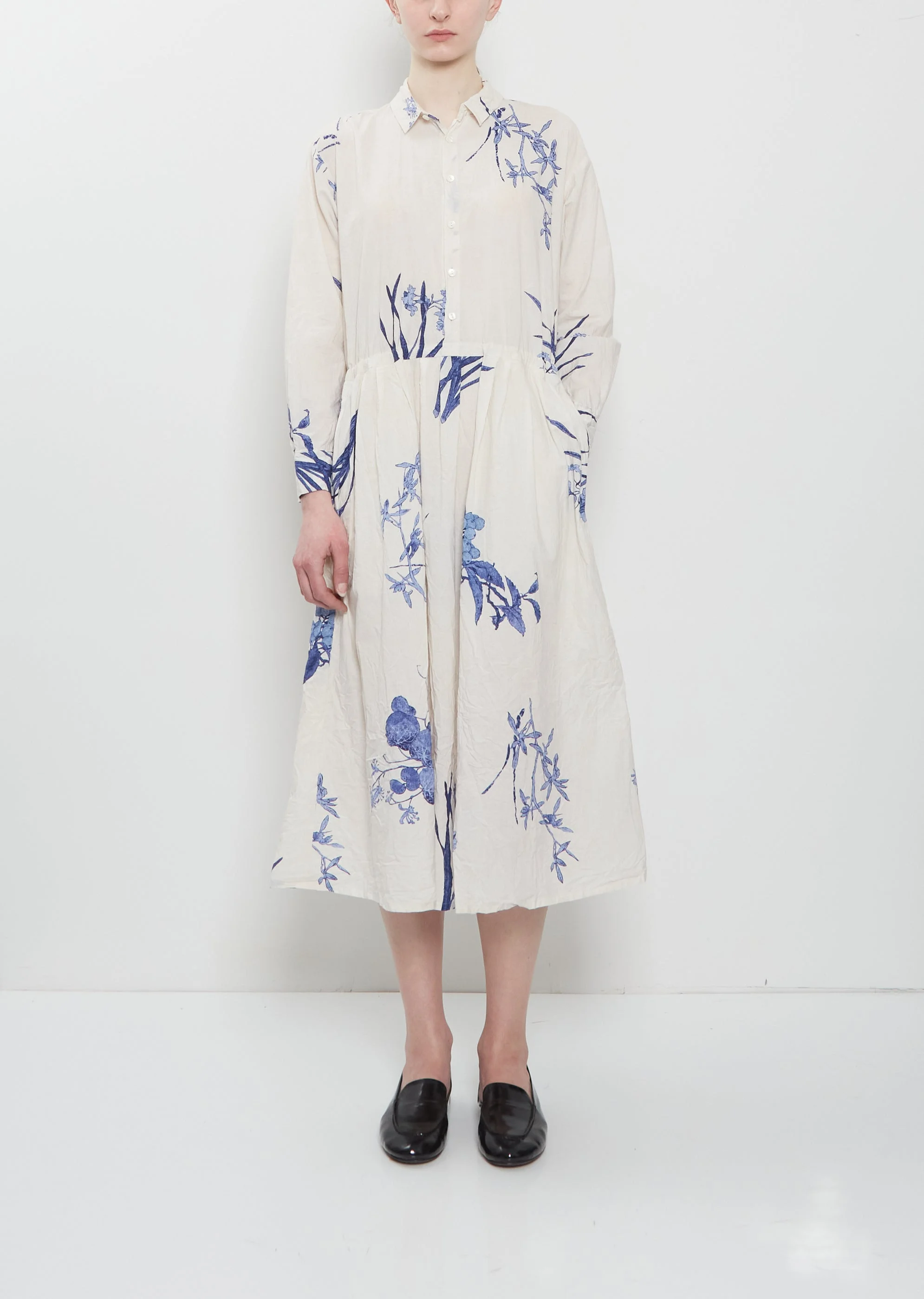Japonism Flower Print Dress — Ivory - 1