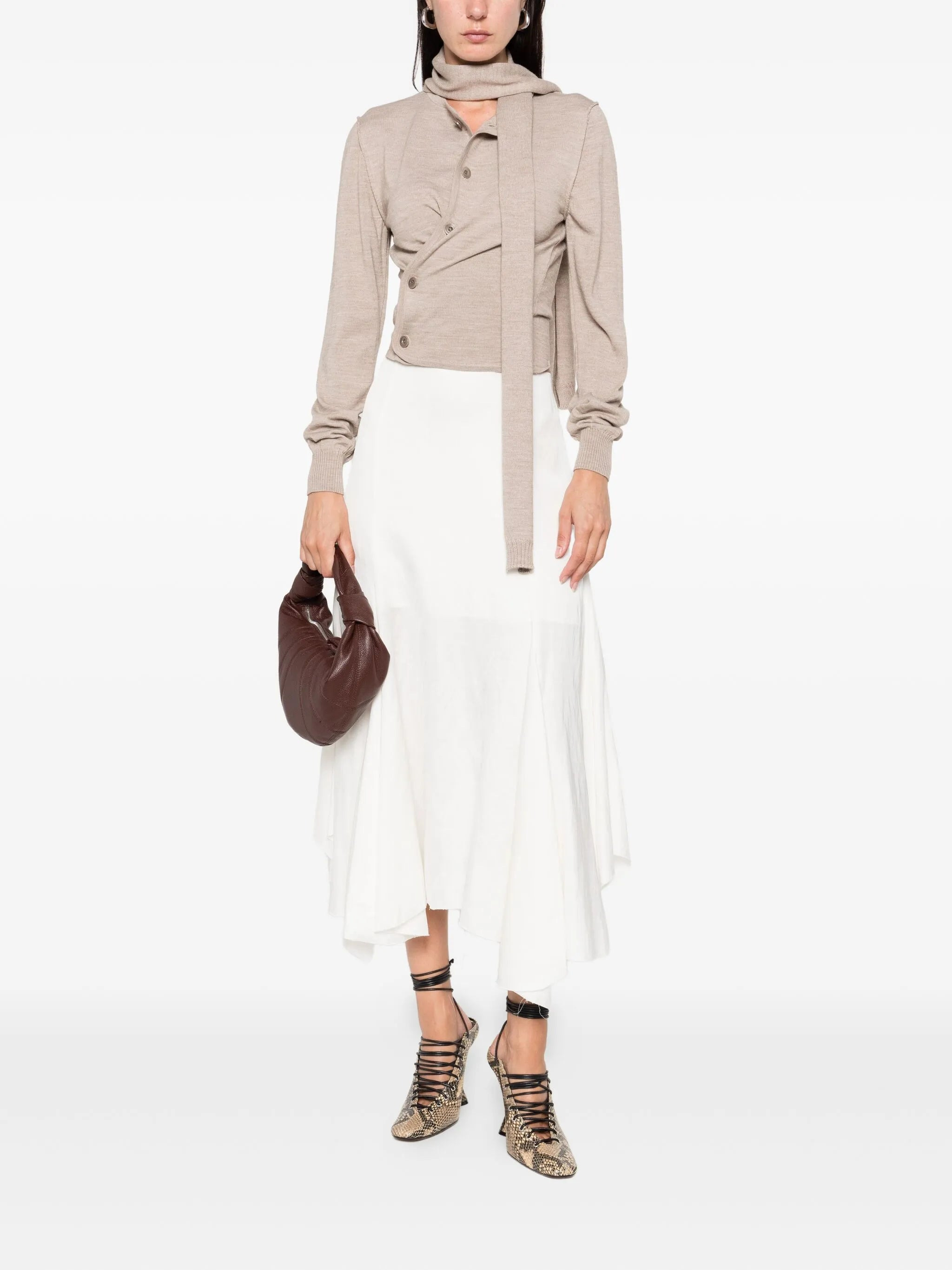 tied-neck button-detail top - 2