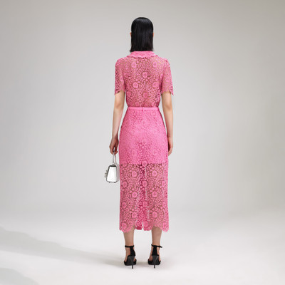 self-portrait Pink Rose Lace Midi Skirt outlook