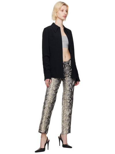 Victoria Beckham Black & Off-White Four-Pocket Leather Pants outlook