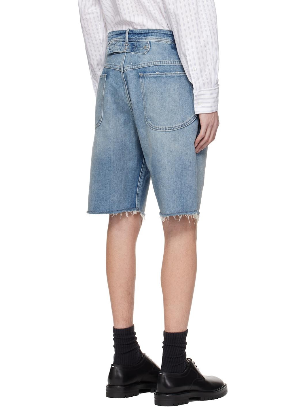 Blue Cut-Off Denim Shorts - 3