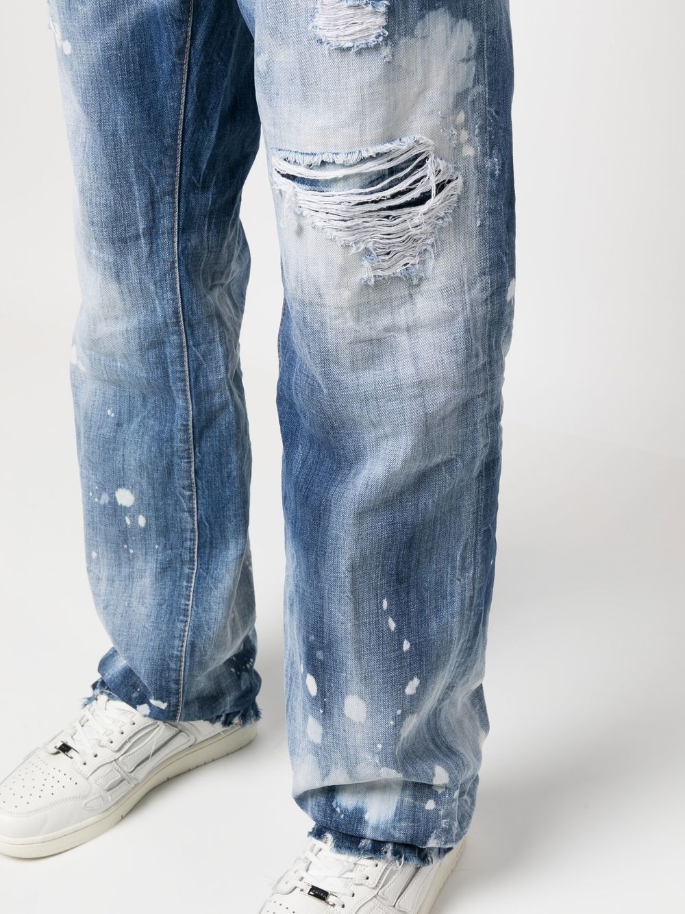 straight-leg distressed jeans - 5