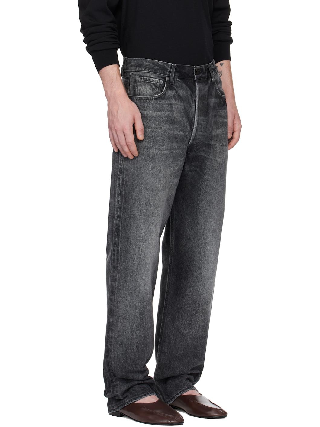 Black Selvedge Faded Heavy Denim Wide Jeans - 2
