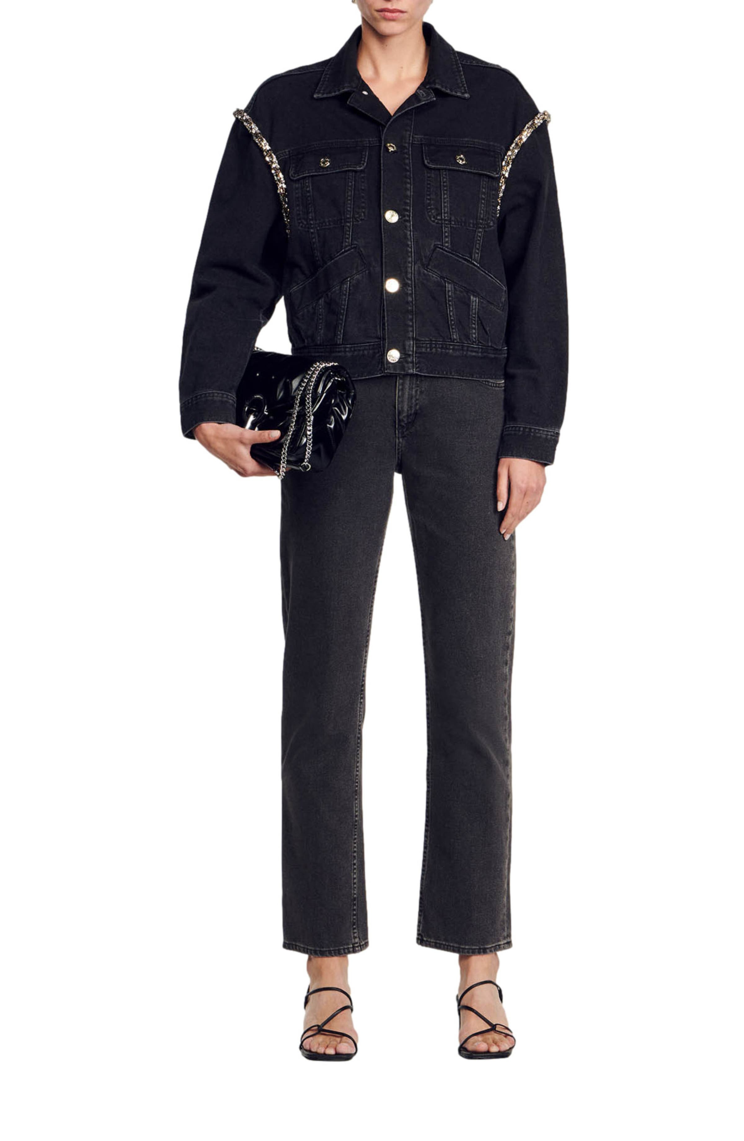Paloma Rhinestone Seam Denim Jacket - 6
