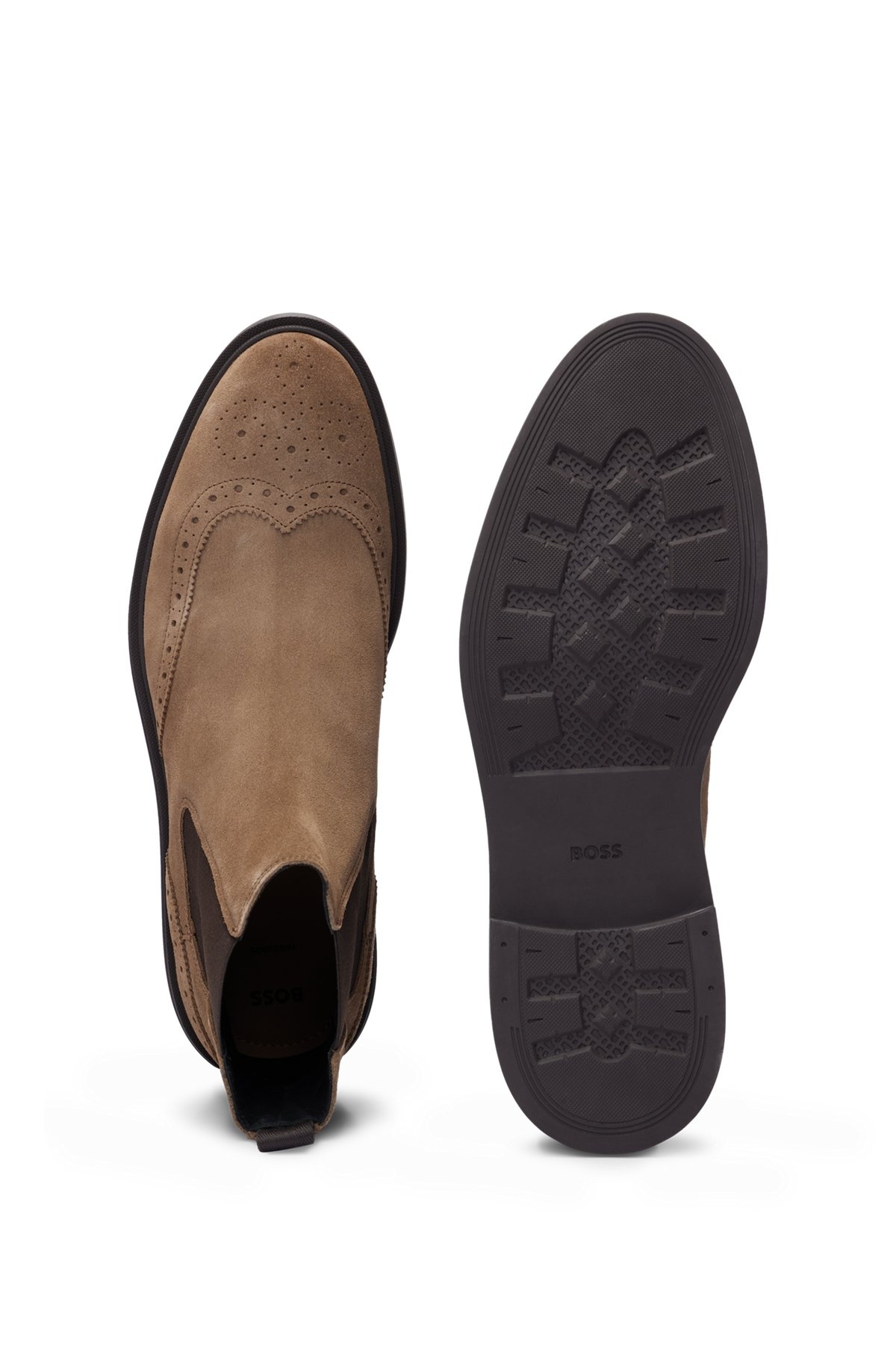 SUEDE CHELSEA BOOTS WITH BROGUE DETAILS - 4