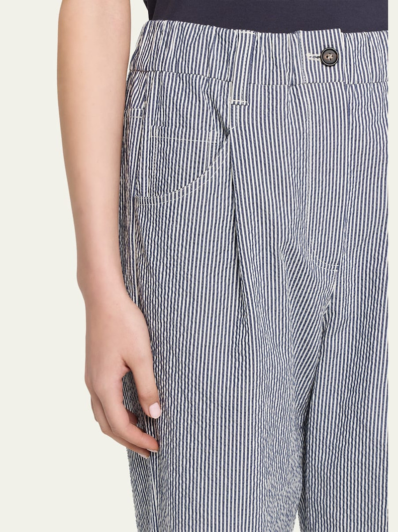 Cotton Seersucker Straight-Leg Ankle Pants 5