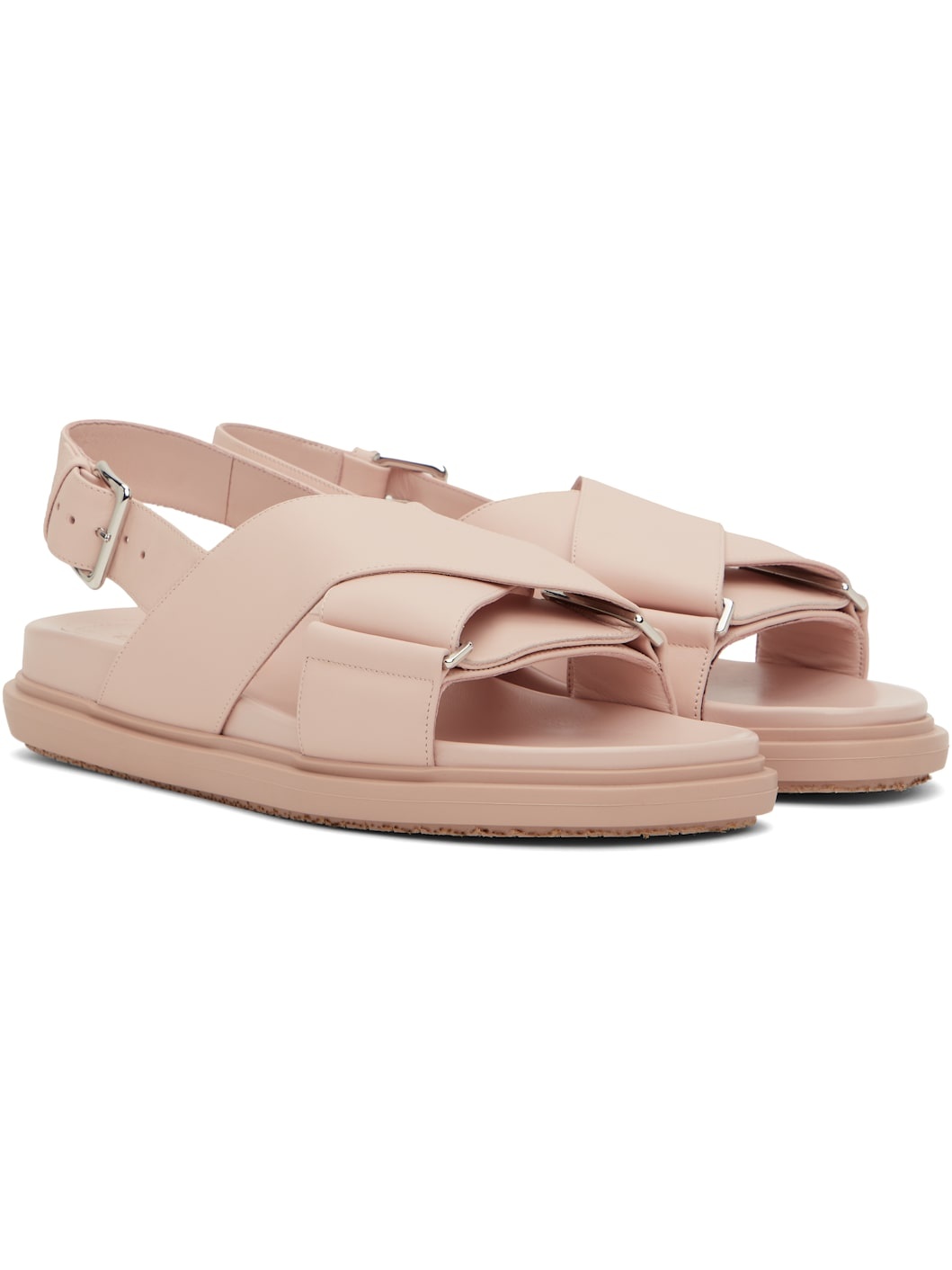 Pink Leather Fussbett Sandals - 4