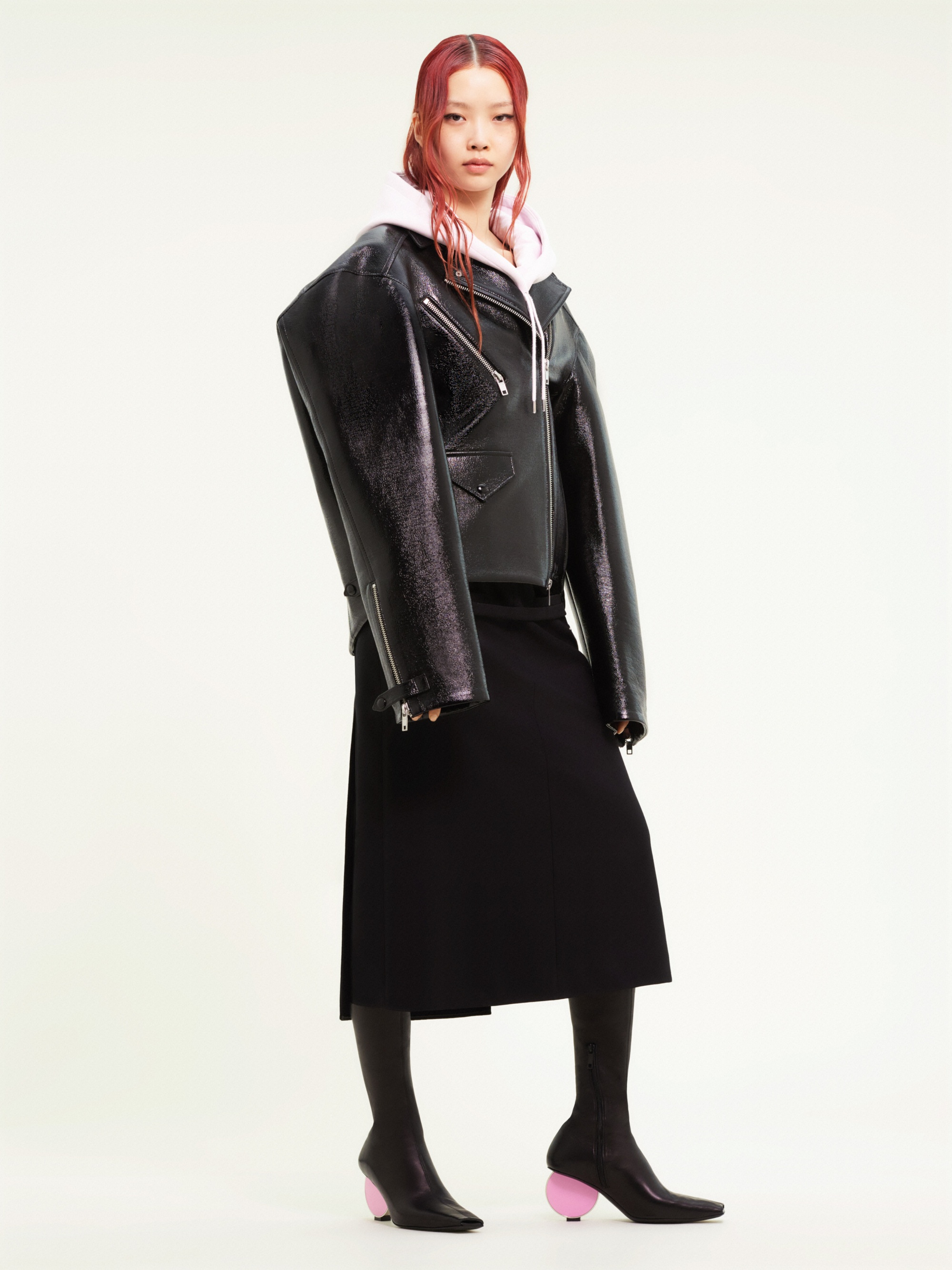 COCOON VINYL BIKER JACKET - 3