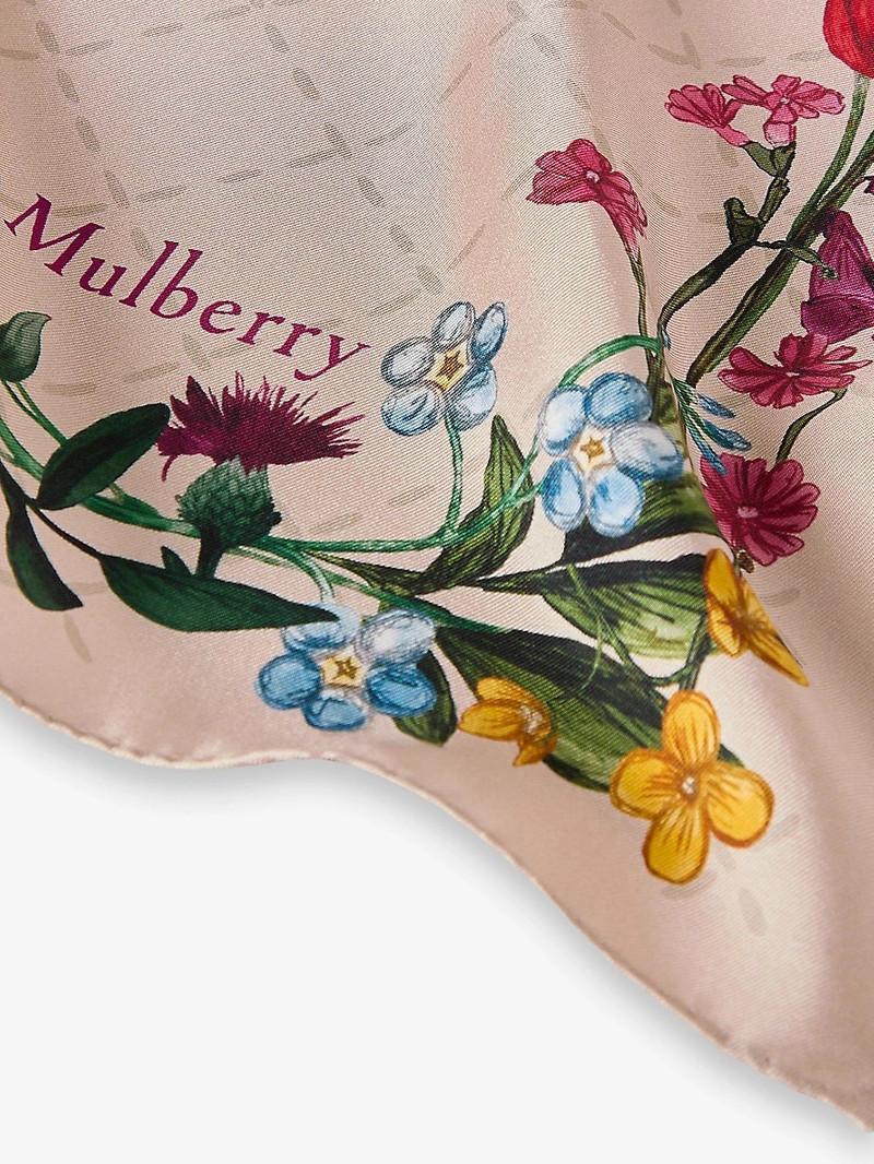 Mulberry Wild Floral Square Silk-Twill Scarf outlook