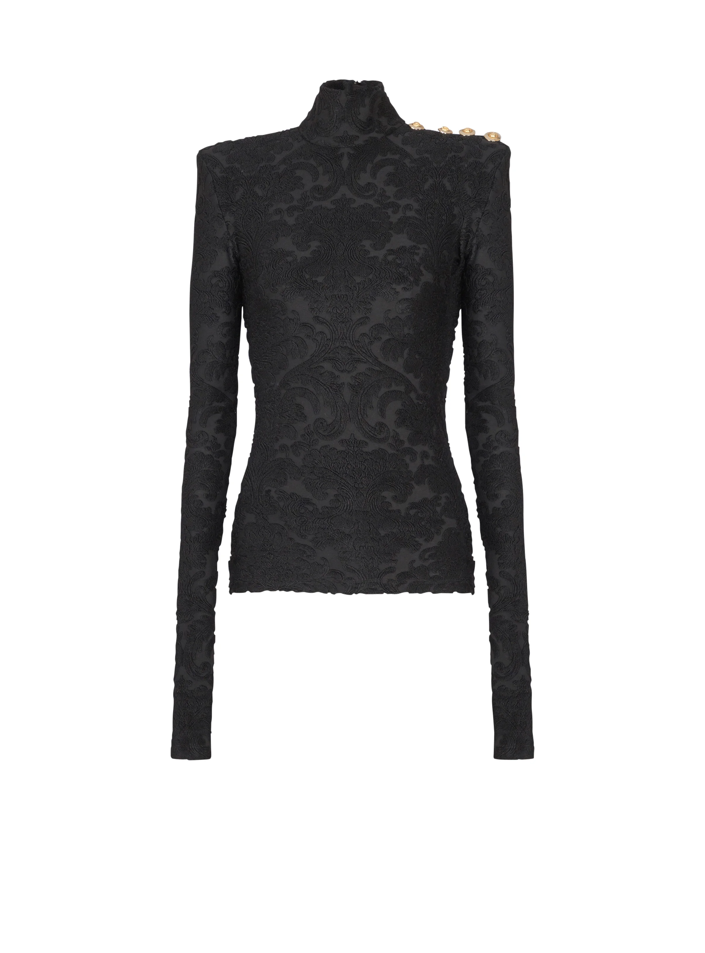 Baroque pattern long-sleeved top - 1
