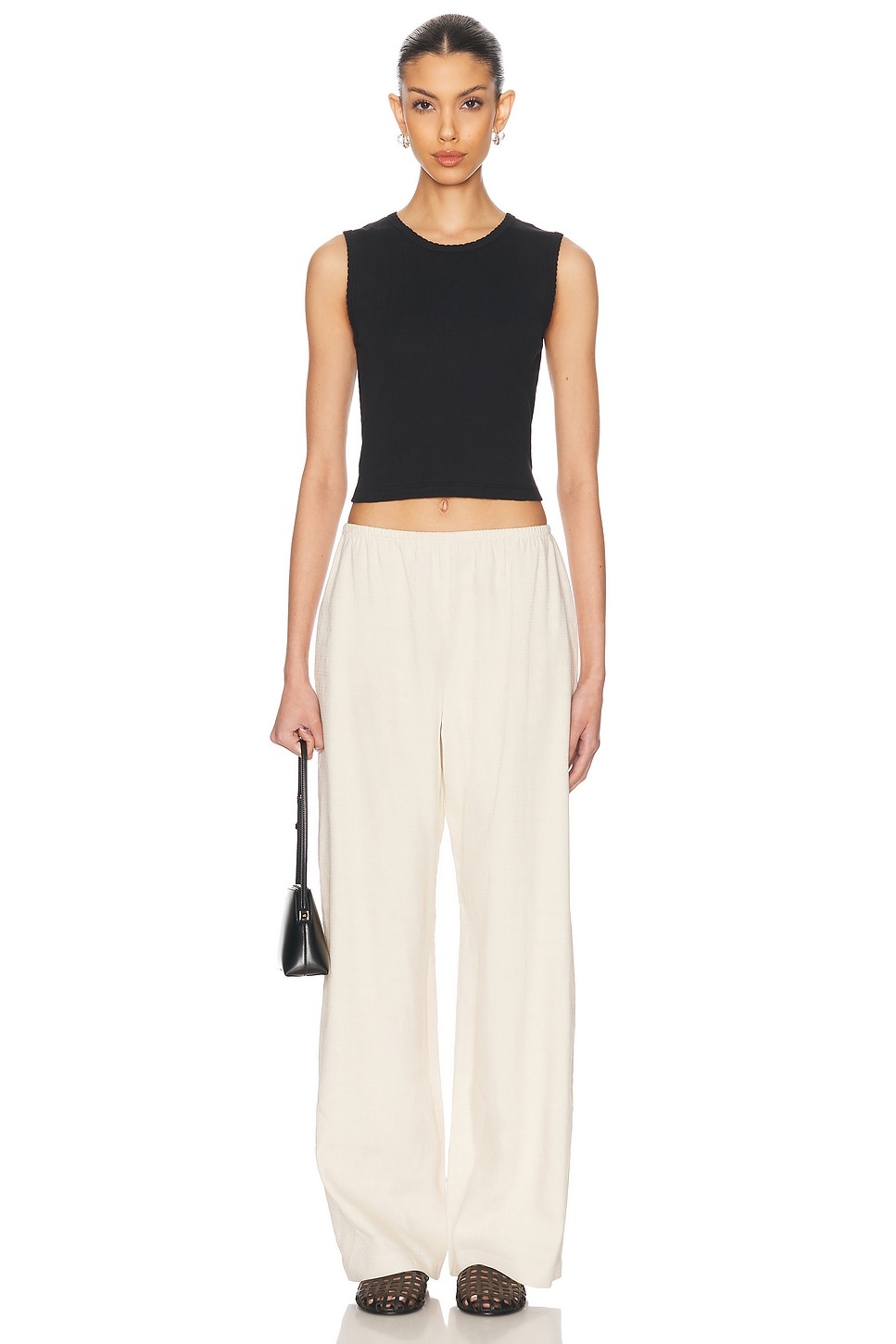 Pointelle Sleeveless Crewneck Top - 4