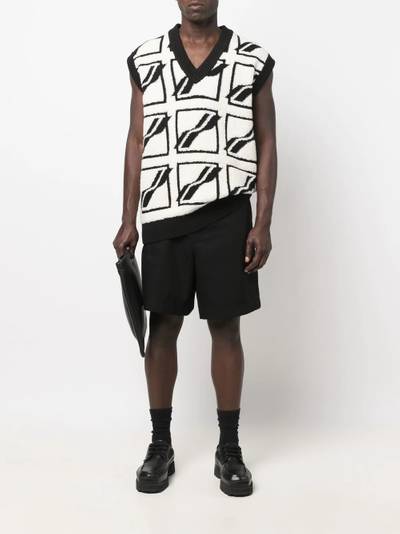 We11done sleeveless abstract-knit jumper outlook