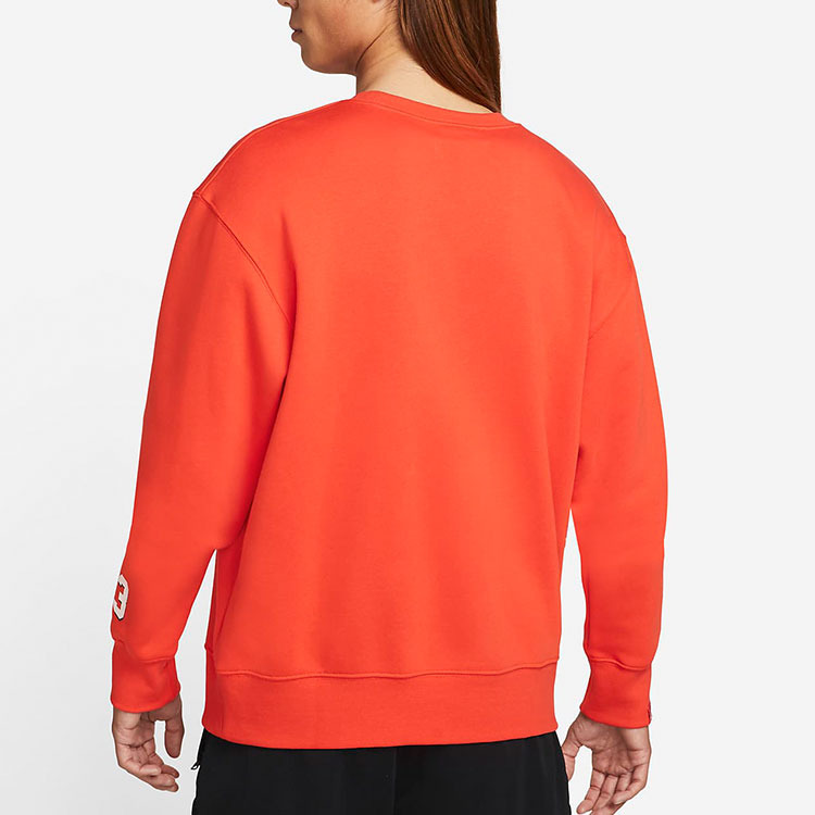 Men's Air Jordan Logo Alphabet Printing Fleece Lined Round Neck Pullover Red DO9153-673 - 6
