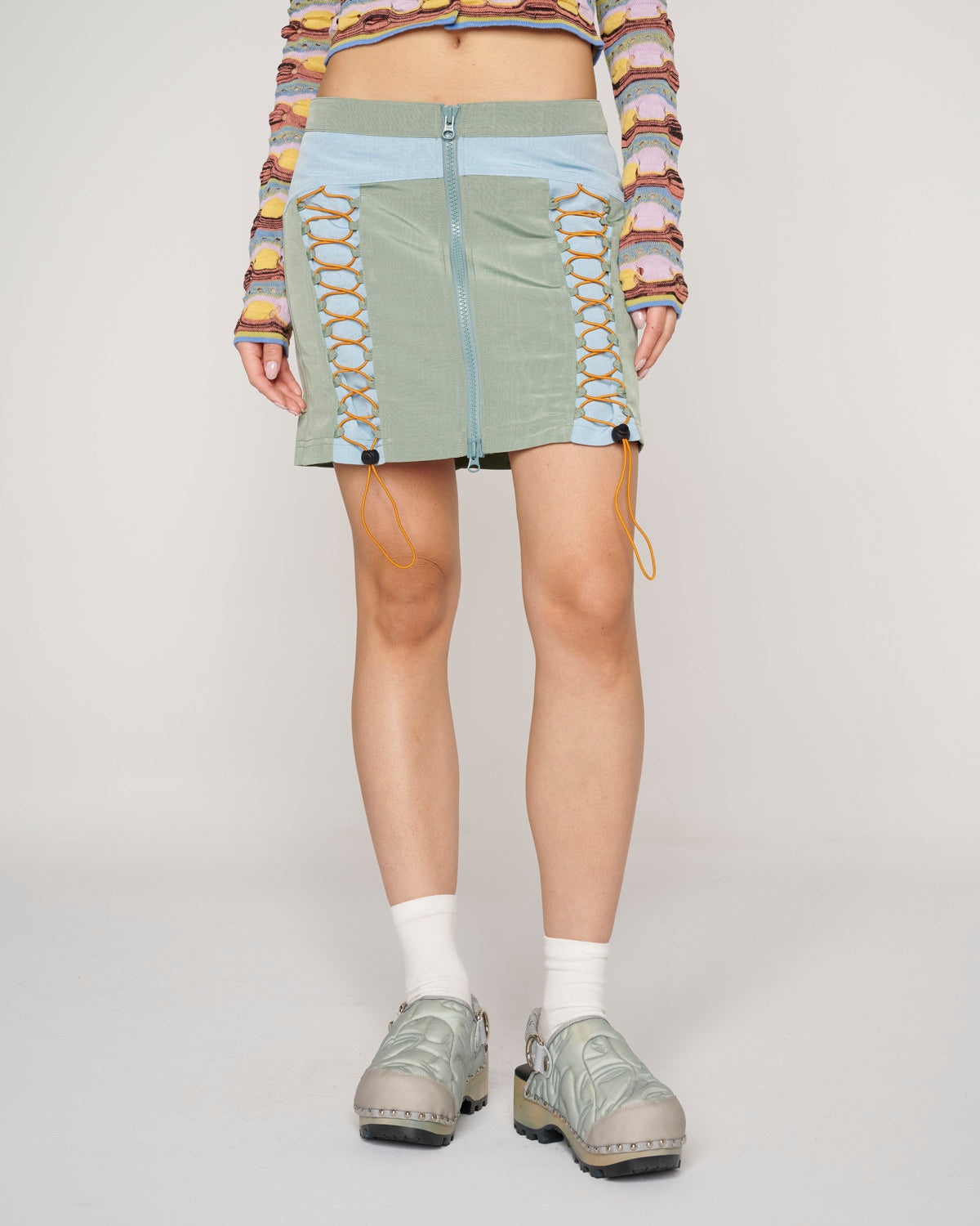 Bungee Zip Mini Skirt - Seafoam - 4