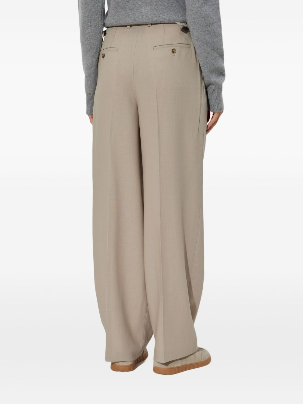 pleated buckle-fastening trousers - 4