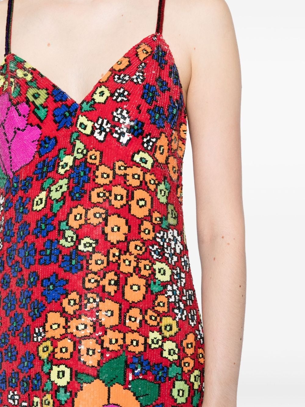 sequin floral-pattern dress - 5