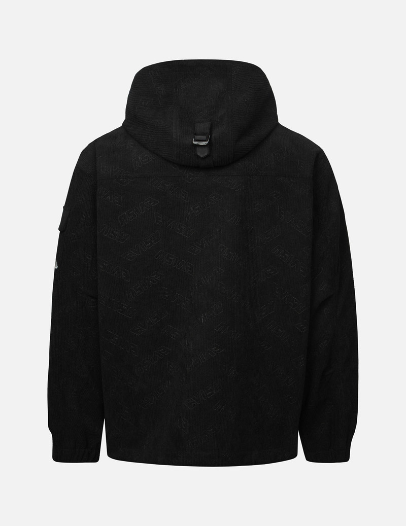 EVISU ALLOVER DEBOSS LOGO AND SEAGULL EMBROIDERY LOOSE FIT HOODED CORDUROY JACKET outlook