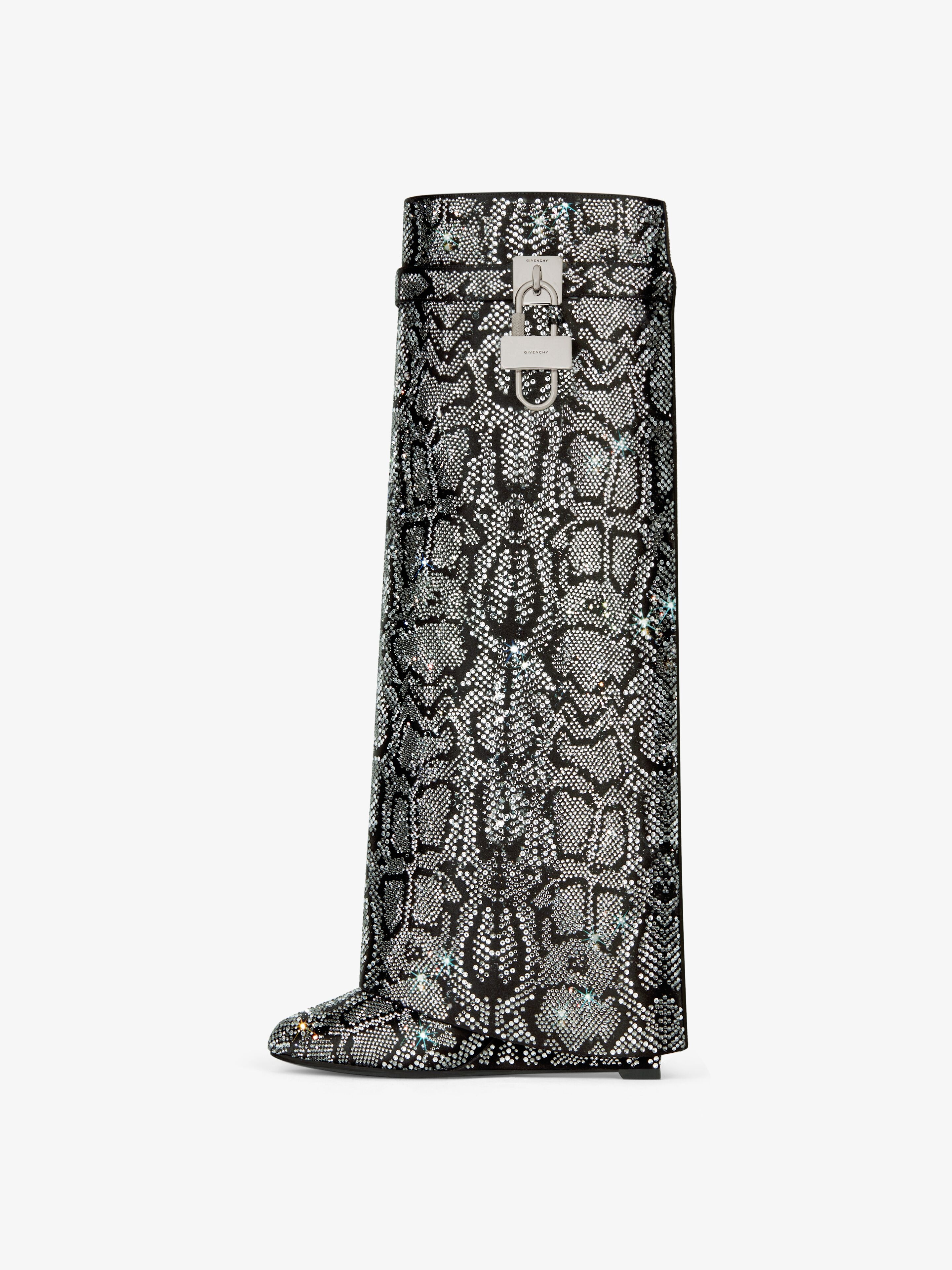SHARK LOCK BOOTS IN SATIN WITH PYTHON EFFECT STRASS - 4