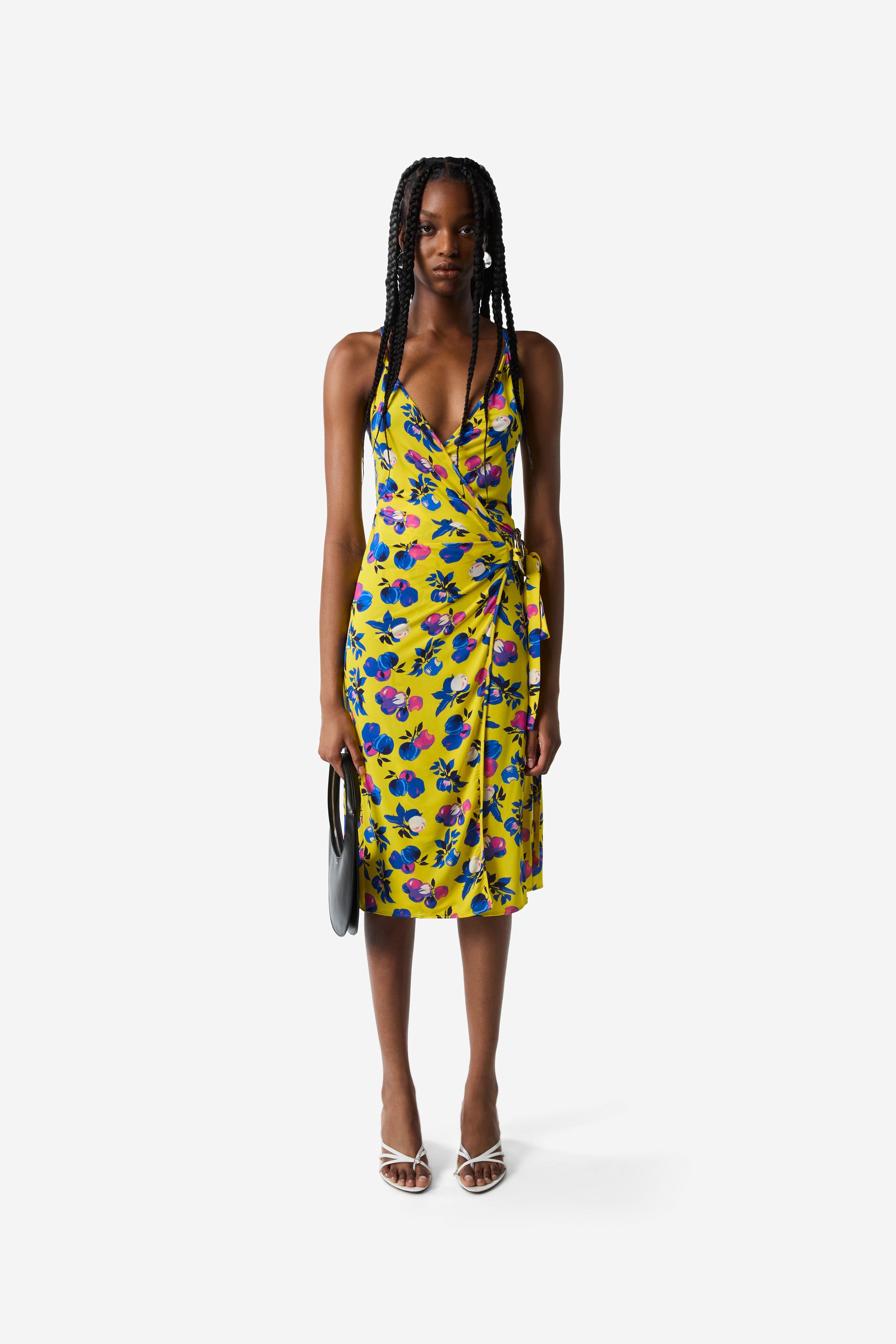C-Logo Print Wrap Slip Dress - 2