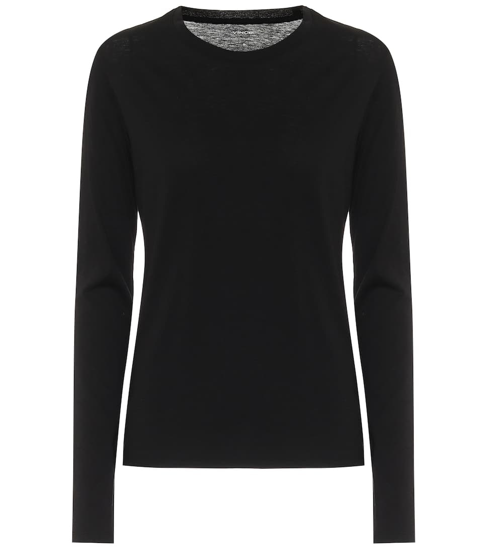 Black Scoop Neck Long Sleeve T-Shirt - 1