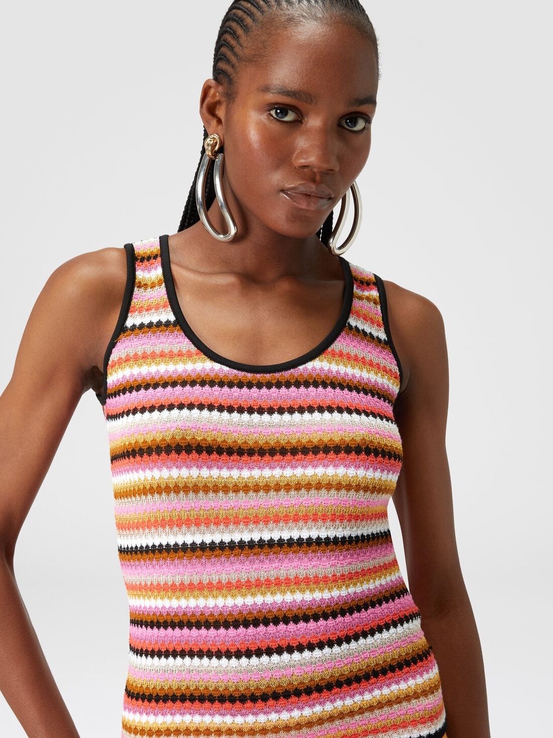 Striped cotton and viscose tank top - 5