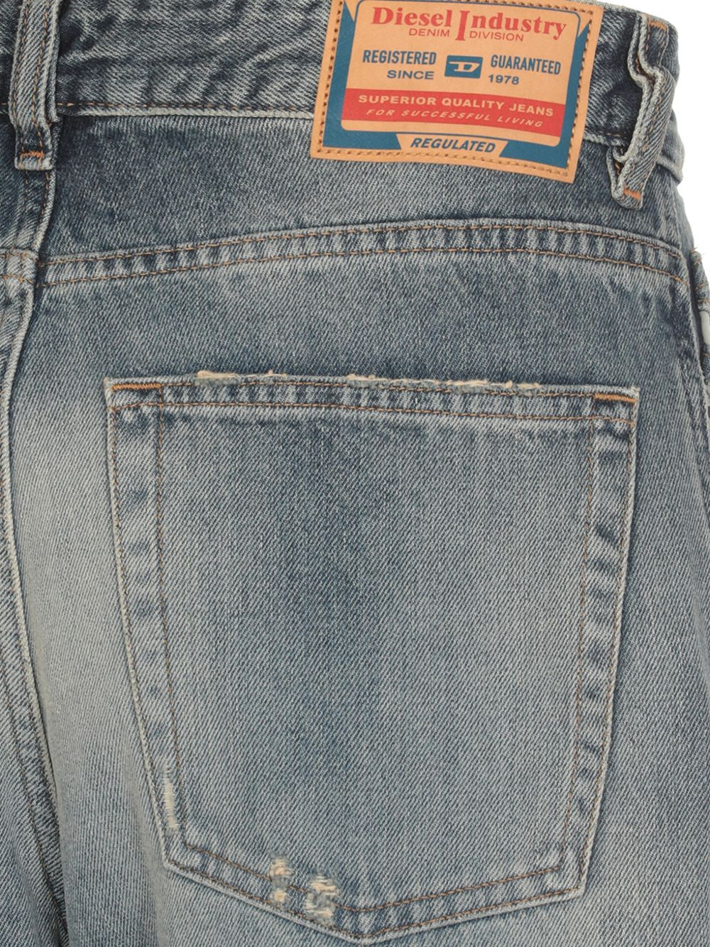 washed effect wide leg jeans - 5