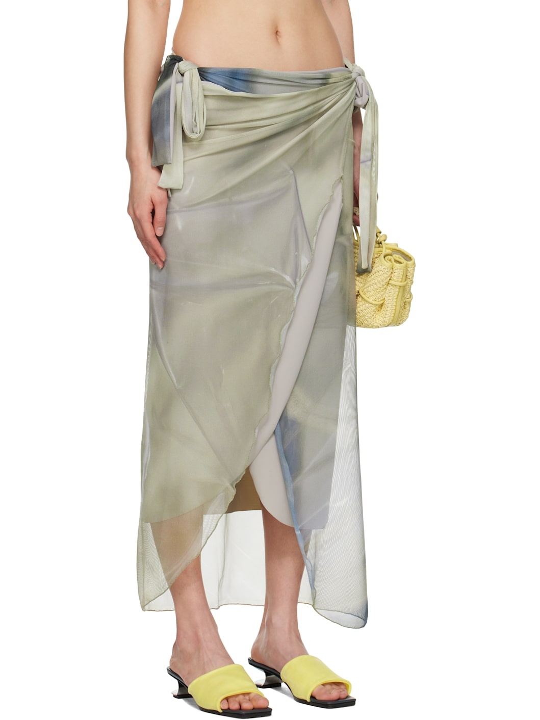 Green Draped Tarp Malong Maxi Skirt - 2