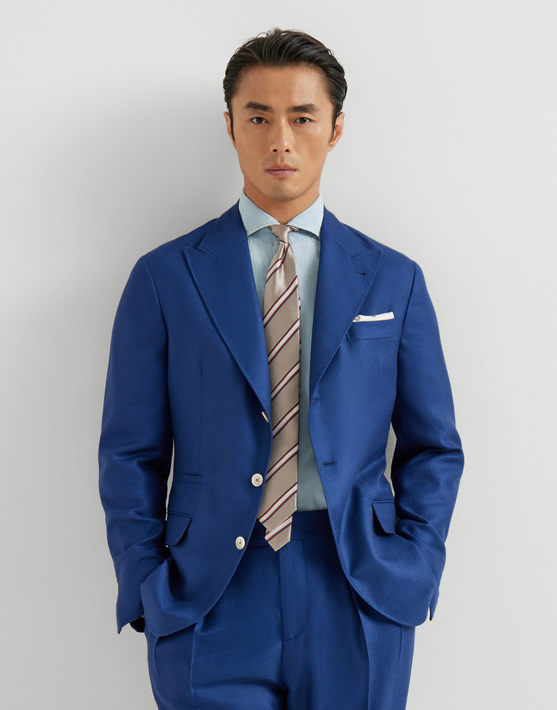 Cashmere and silk diagonal deconstructed blazer with peak lapels 5