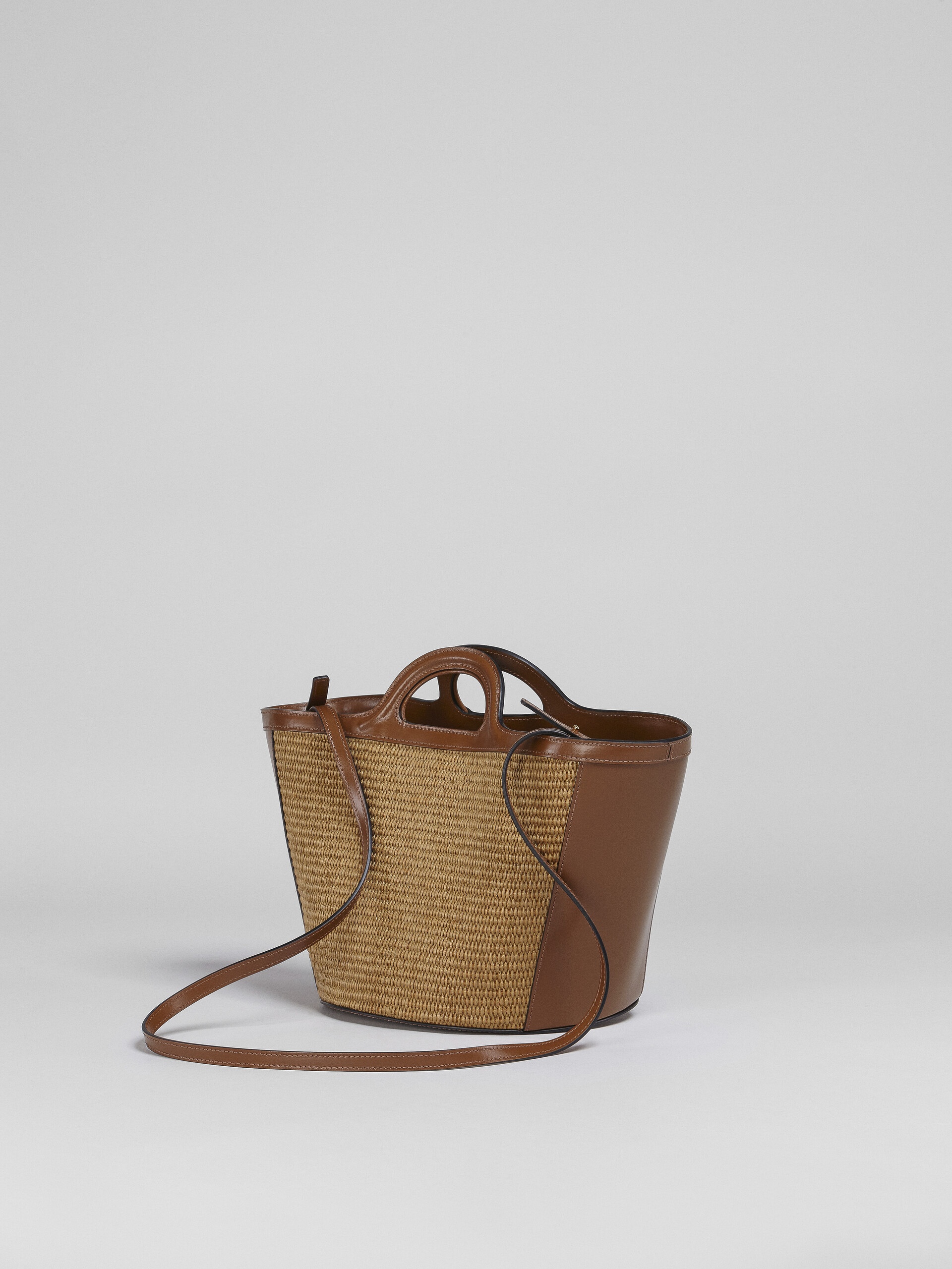 TROPICALIA SMALL BAG IN BROWN LEATHER AND RAFFIA - 3